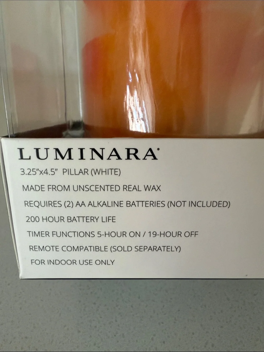 Luminara Fall Leaf Print Flameless Candle 3.25x4.5 NIB